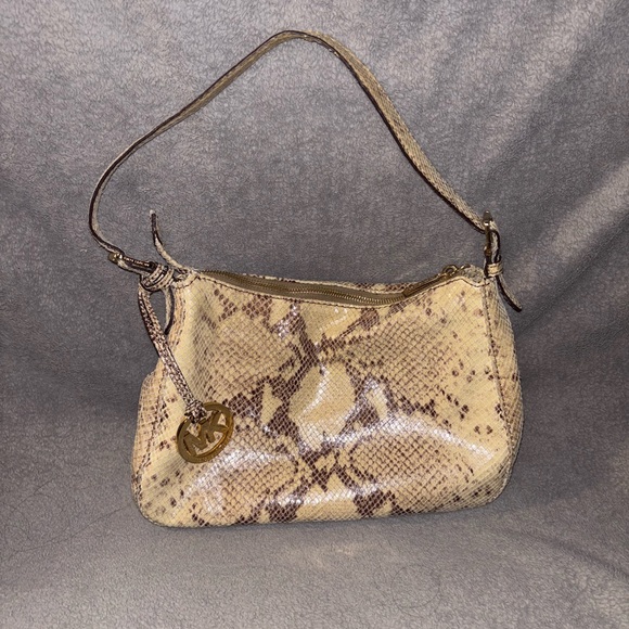 Michael Kors Tan Snake Print Shoulder Bag - Picture 1 of 11